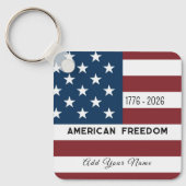 Keychain Patriotic US Flag Custom Text Name キーホルダー (正面)