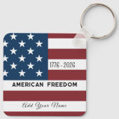 Keychain Patriotic US Flag Custom Text Name キーホルダー (裏面)