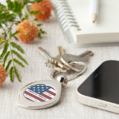 Keychain Patriotic US Flag Custom Text Name キーホルダー (側面)