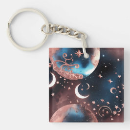 Keychain - Rose Gold Celestial Moon キーホルダー