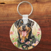 Keychain – Rottweiler Watercolor Keychain キーホルダー (正面)