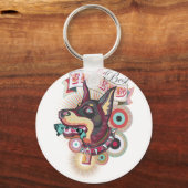 Keychain – Urban Loyalty Doberman Pop-Art Design キーホルダー (正面)