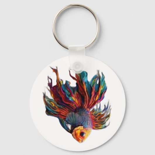 Keychain Vibrant Rainbow Betta Fish Keychain - Art キーホルダー (正面)
