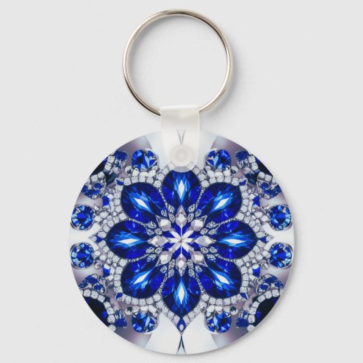 Keychain with Blue White Colorsデザイン キーホルダー (正面)