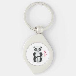 Keychain with golf playing panda and initials schl キーホルダー