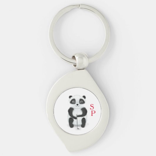 Keychain with golf playing panda and initials schl キーホルダー (正面)