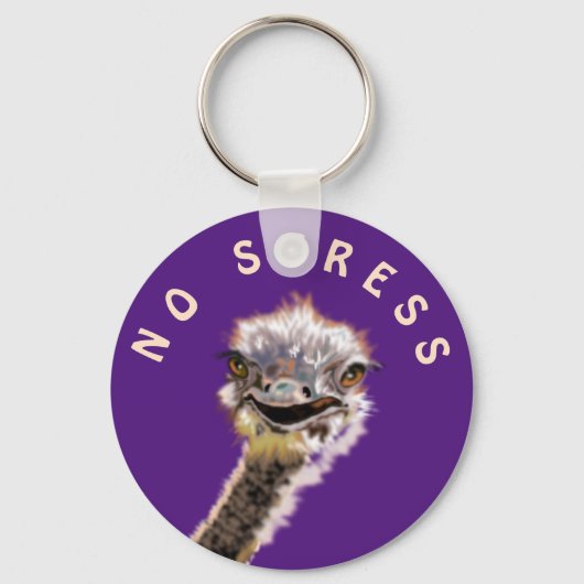Keychain with Happy Ostrich -ストレスなし キーホルダー (正面)