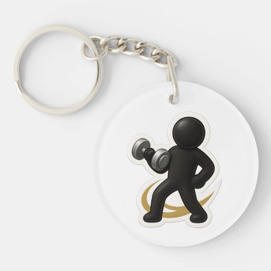 Keychain with Weightlifter Design – Gym & Fitness キーホルダー (正面)