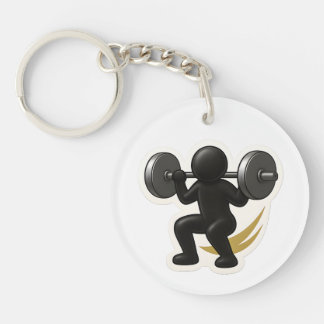 Keychain with Weightliftingデザイン – ジム&フィットネス キーホルダー