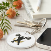 Keychain with Weightliftingデザイン – ジム&フィットネス キーホルダー (正面右)