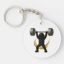 Keychain with Weightliftingデザイン – ジム&フィットネス