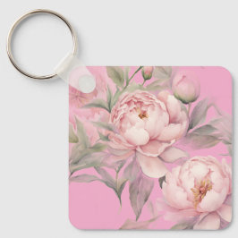  Keychains Pink Peonies, Pretty Garden Flowers キーホルダー