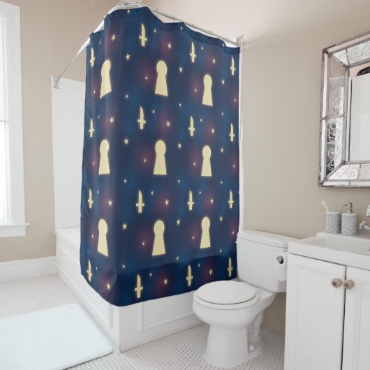 Keyhole Knife Star Pattern Shower Curtain シャワーカーテン (インサイチュ)