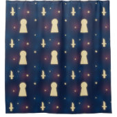 Keyhole Knife Star Pattern Shower Curtain シャワーカーテン (正面)