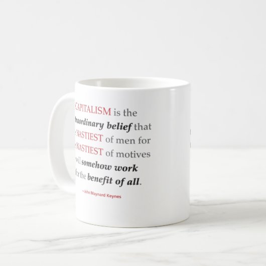 Keynesの資本主義の引用文のマグ コーヒーマグカップ (正面左)