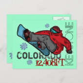 Keystone Coloradoスノーボーダー標高ポストカード ポストカード (正面/裏面)