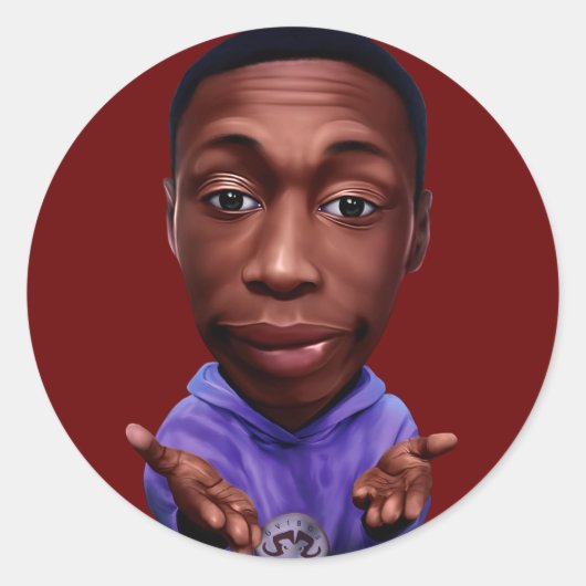 Khabaneのデジタル風刺画「Khaby」ラメ。 ラウンドシール (正面)