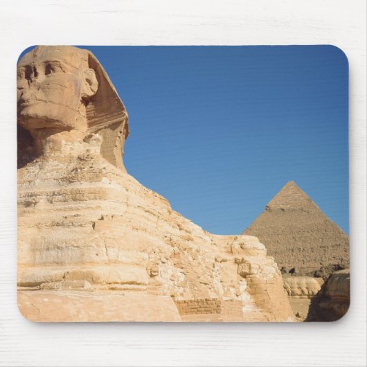 Khafre、ギーザのスフィンクスそしてピラミッド マウスパッド (正面)
