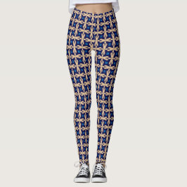 Khaki and blue chequered Leggings レギンス