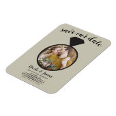 Khaki Beigeの結婚リングや輪写真Save the Date マグネット (左側)
