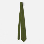 Khaki Green Hidden Initials Solid Color Neck Tie ネクタイ (裏面)
