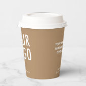 Khaki Paper Cups with Lids Custom Company Logo 8oz 紙コップ (左)
