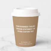 Khaki Paper Cups with Lids Custom Company Logo 8oz 紙コップ (裏面)