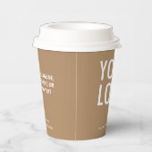 Khaki Paper Cups with Lids Custom Company Logo 8oz 紙コップ (右)