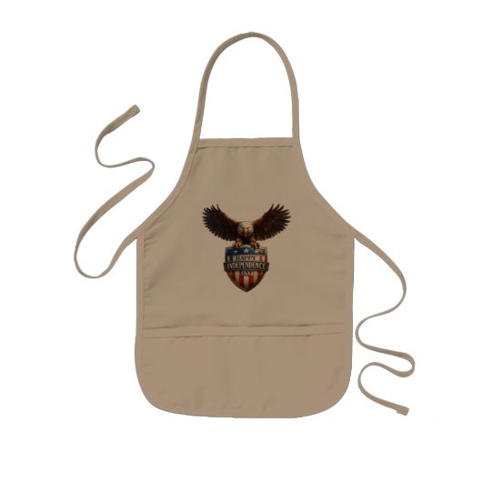 Khaki patriotic eagle shield apron 子供用エプロン (正面)