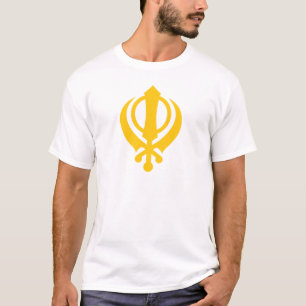 Khandaのシーク教徒の金ゴールド Tシャツ