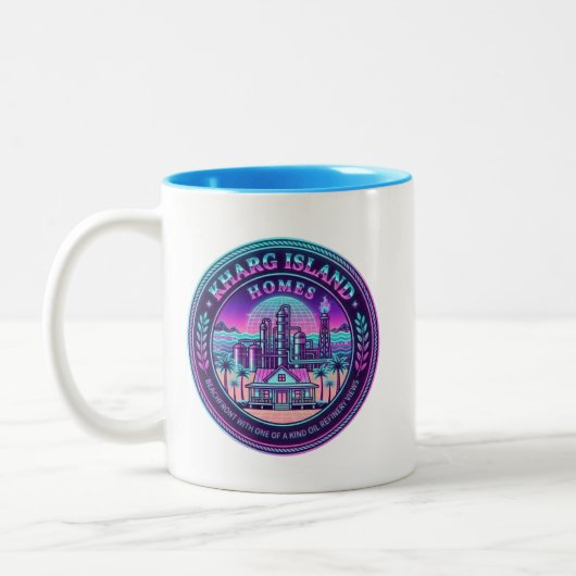 Kharg Island Homes Iran Vaporwave Mug ツートーンマグカップ (左)
