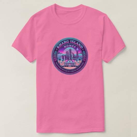 Kharg Island Homes Iran Vaporwave Pink T-Shirt Tシャツ (デザイン正面)
