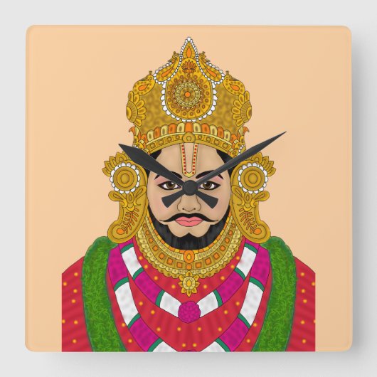 Khatu Shyam Ji Wall Clock スクエア壁時計 (正面)
