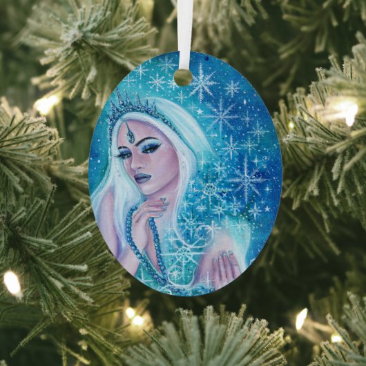 Khione godddess of snow art by Renee Lavoie Holida メタルオーナメント (インサイチュ)