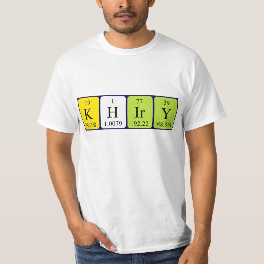Khiryの周期表名のシャツ Tシャツ (正面)