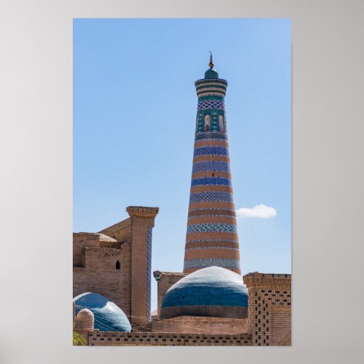 Khiva,ウズベキスタン – イスラームKhodja Minaret ポスター (正面)