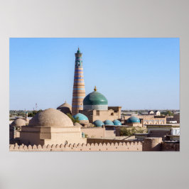 Khiva，ウズベキスタン – イスラームKhodja Minaret & Mosque ポスター