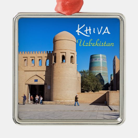 Khiva,ウズベキスタン – ツイン改築ゲート メタルオーナメント (正面)
