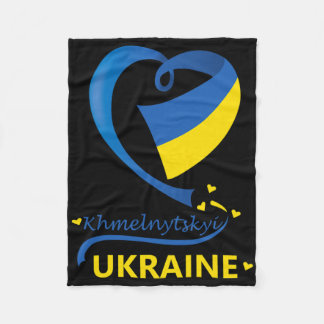 Khmelnytskyi Ukraine National Flag Heart Emblem Cr フリースブランケット