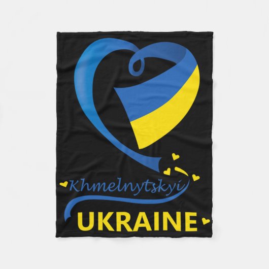 Khmelnytskyi Ukraine National Flag Heart Emblem Cr フリースブランケット (正面)