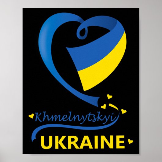 Khmelnytskyi Ukraine National Flag Heart Emblem Cr ポスター (正面)