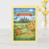 Khmer New Year Celebration-Sousdey Chnam Thmey カード (黄色い花)