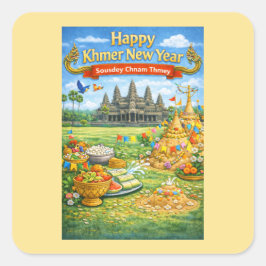  Khmer New Year Celebration-Sousdey Chnam Thmey スクエアシール