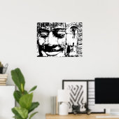 Khmer Stone Face ... Bayon Temple, Cambodia ポスター (ホームオフィス)