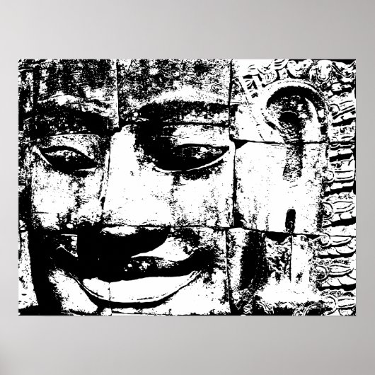 Khmer Stone Face ... Bayon Temple, Cambodia ポスター (正面)