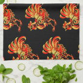 Khokhlomaのオンドリ キッチンタオル (折り畳み)