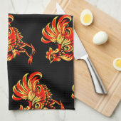 Khokhlomaのオンドリ キッチンタオル (四つ折り)