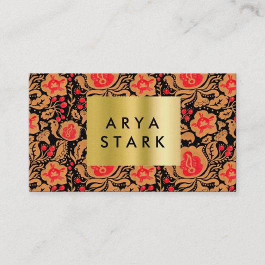 Khokhloma Kultureパターン 名刺 (正面)