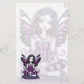 "Khristyn"のゴシック様式ピンクのプリンセスの妖精の芸術の文房具 便箋 (正面/裏面)