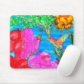 KHS Beautiful Floral Hummingbird Mousepad マウスパッド (マウス)